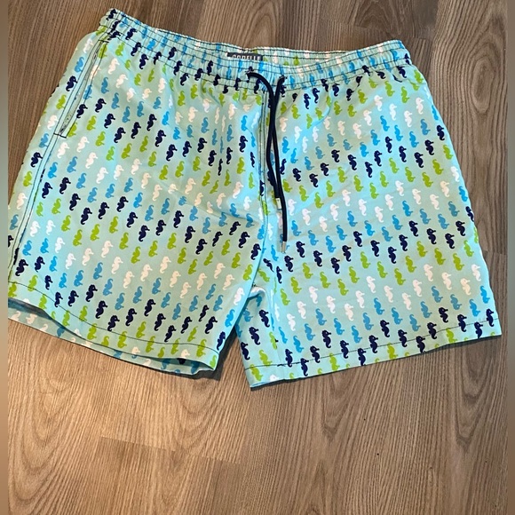 Capelle Blue Seahorse Short Lined Swim Trunks Board Shorts Surf Mens size 2XL - Picture 1 of 7
